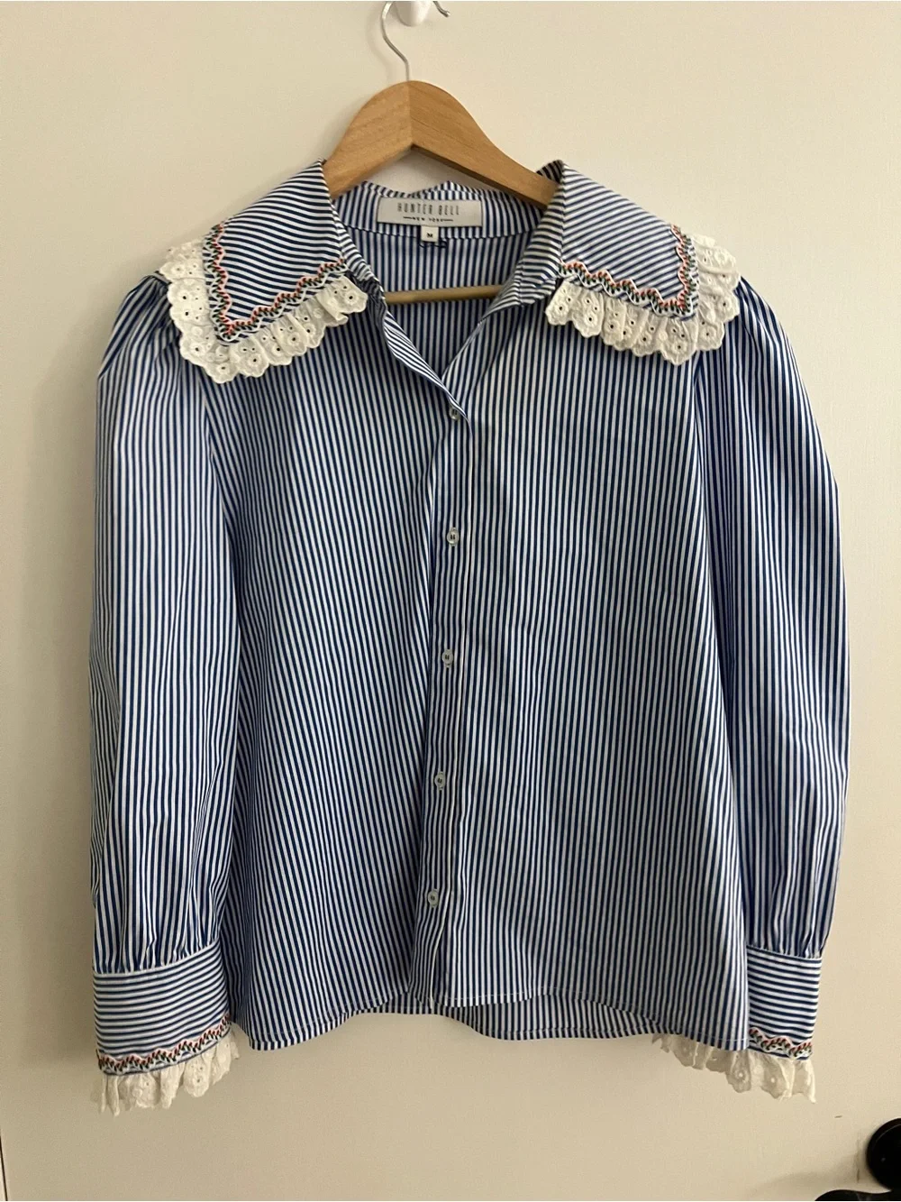 Hunter Bell Miller Top Blue and White Striped Button-Down Shirt Great Condition